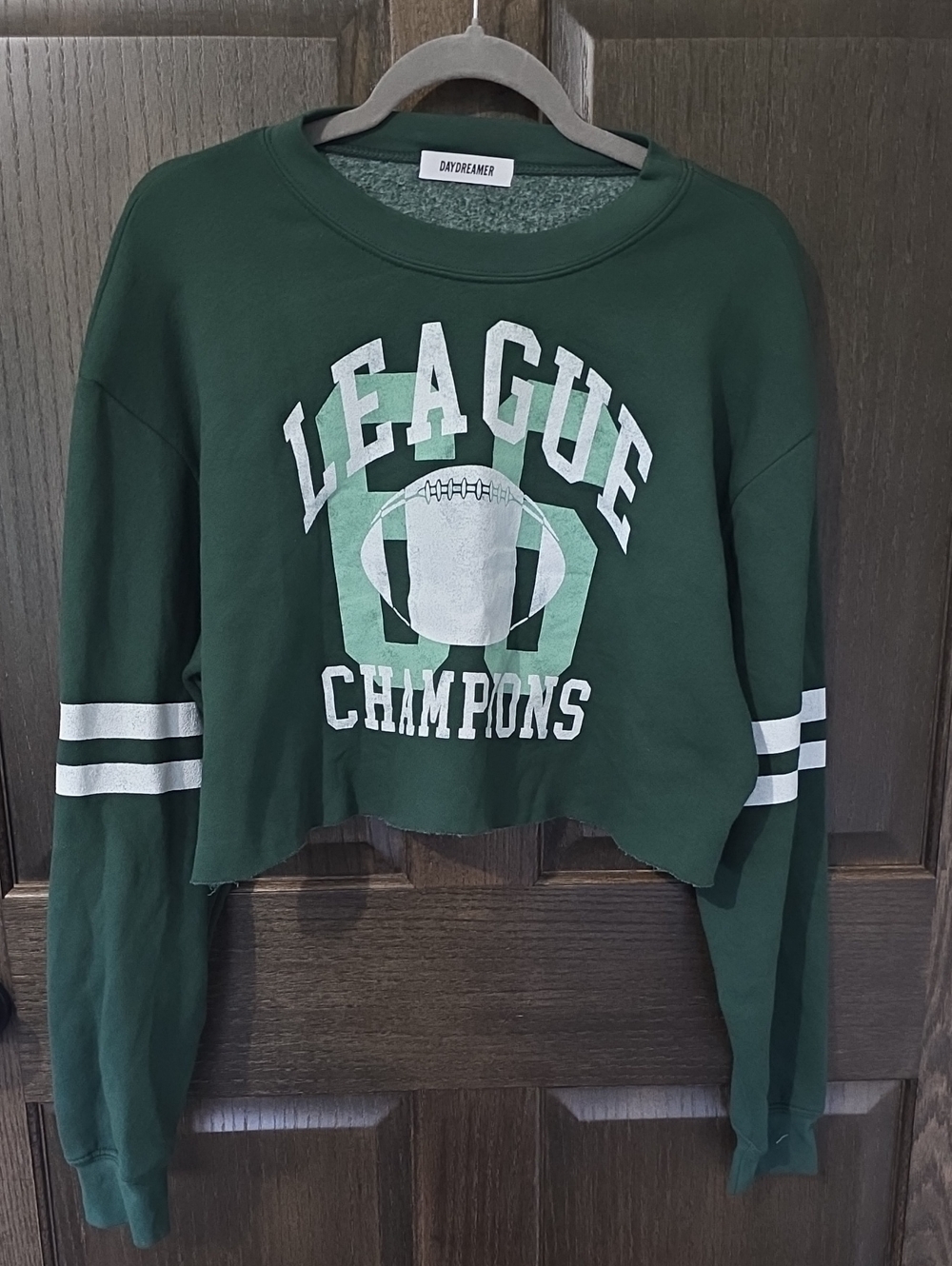 DAYDREAMER Forest Green 'League Champions' Cropped Crew Sweatshirt